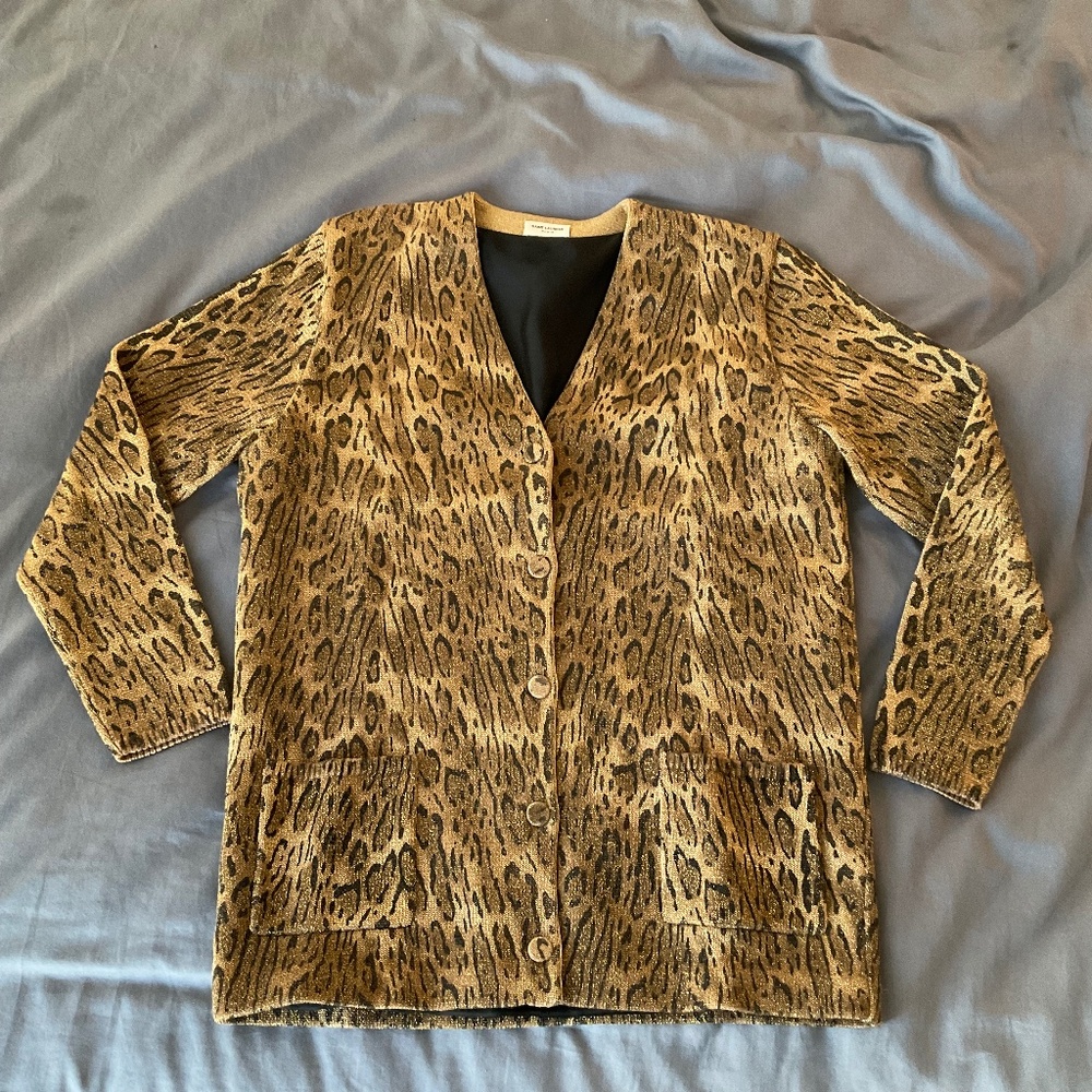 Saint Laurent animal leopard print cardigan, XS / S, runway 2015, OPEN TO OFFERS